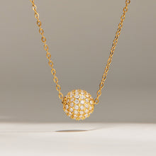 Gold pavé zircon ball necklace with round crystal-covered sphere pendant
