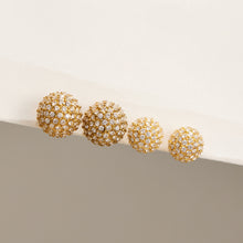 Pavé zircon ball stud earrings in matching gold-tone finish