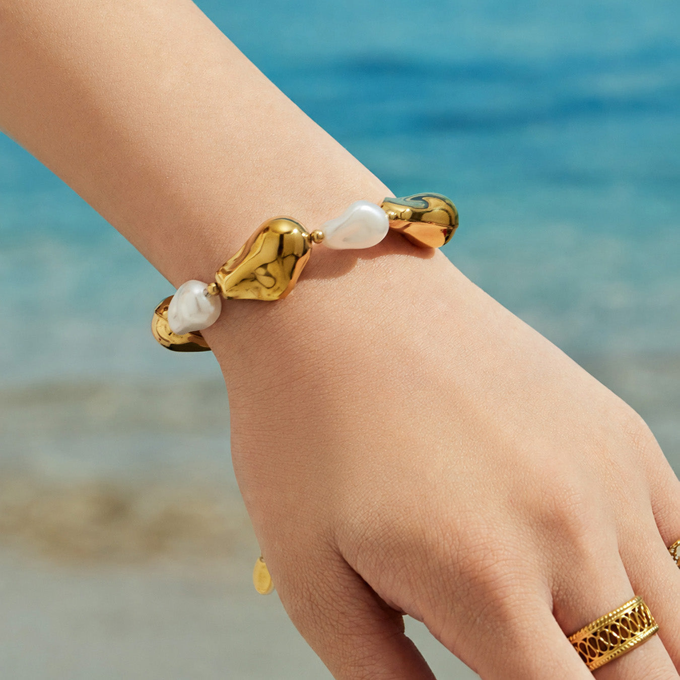 316L Stainless Steel 18K PVD Gold Pearl Chain Bracelet made with 316L stainless steel and 18K PVD gold finish for wholesale jewelry buyers - image 14