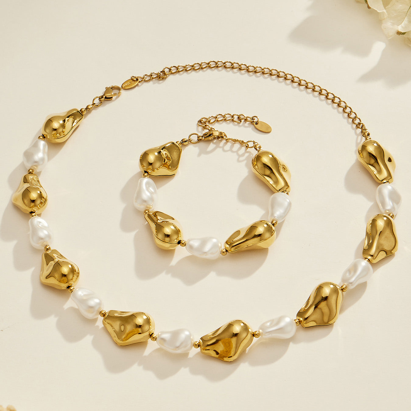 316L Stainless Steel 18K PVD Gold Pearl Chain Bracelet made with 316L stainless steel and 18K PVD gold finish for wholesale jewelry buyers - image 19