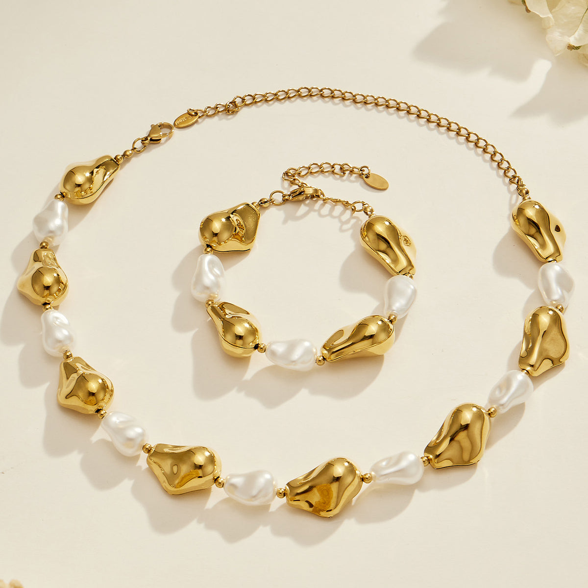 316L Stainless Steel 18K PVD Gold Pearl Chain Bracelet made with 316L stainless steel and 18K PVD gold finish for wholesale jewelry buyers - image 19