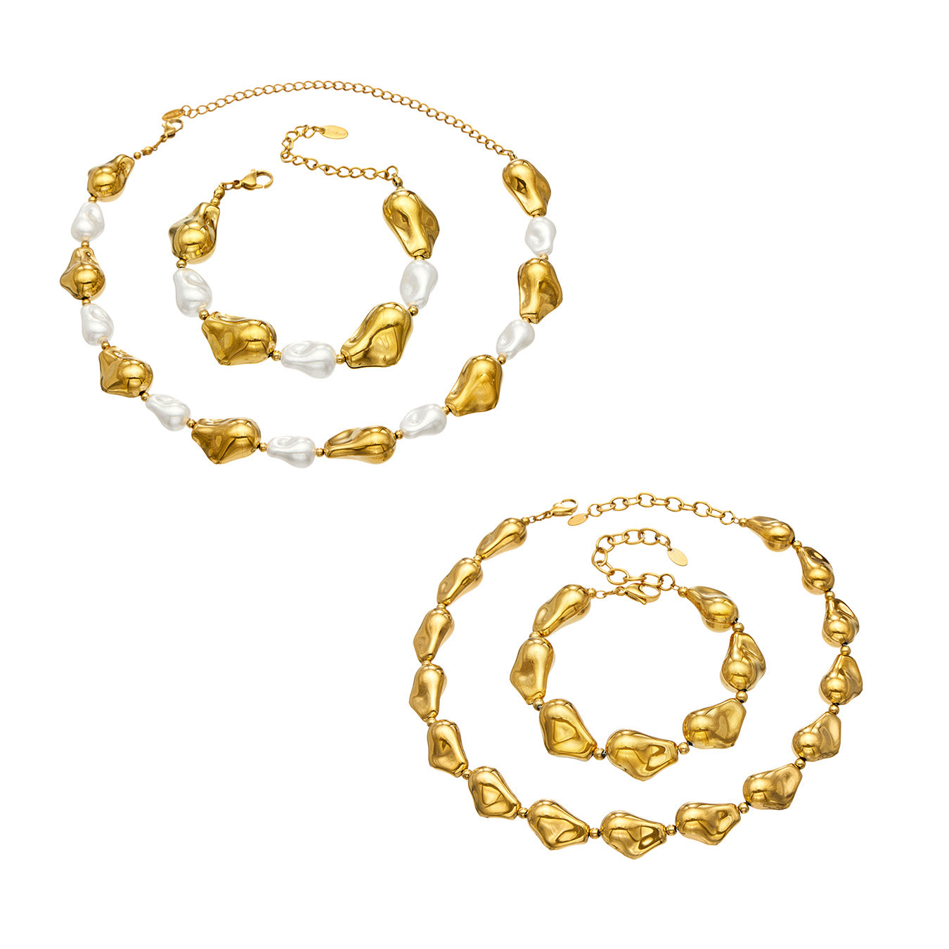 316L Stainless Steel 18K PVD Gold Pearl Chain Bracelet made with 316L stainless steel and 18K PVD gold finish for wholesale jewelry buyers - image 23