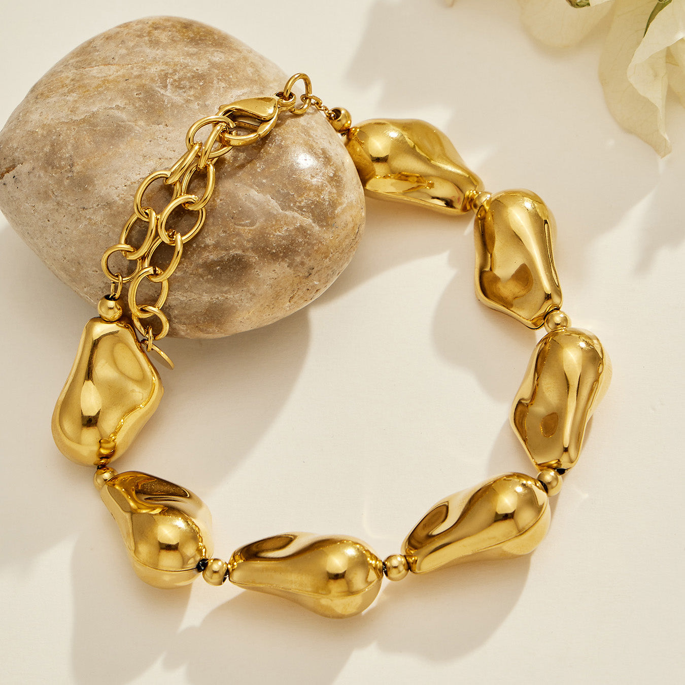 316L Stainless Steel 18K PVD Gold Pearl Chain Bracelet made with 316L stainless steel and 18K PVD gold finish for wholesale jewelry buyers - image 7