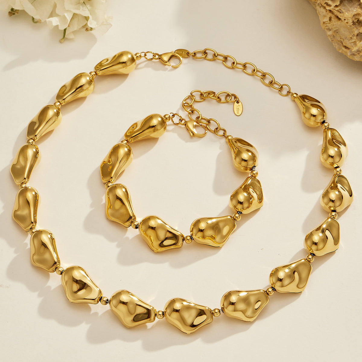 316L Stainless Steel 18K PVD Gold Pearl Chain Bracelet made with 316L stainless steel and 18K PVD gold finish for wholesale jewelry buyers - image 9