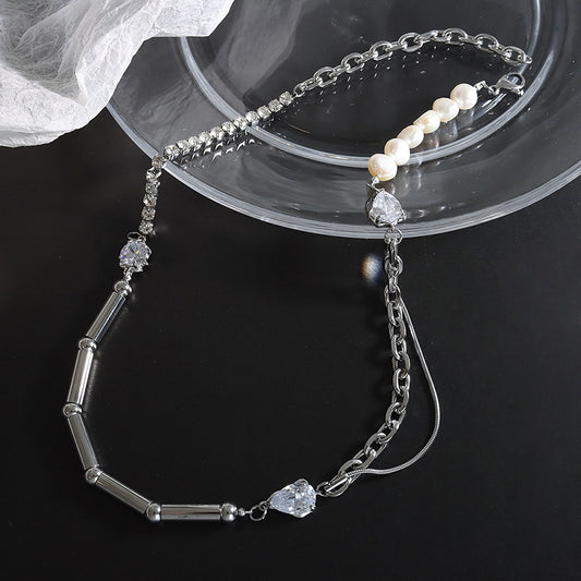 Pearl CZ chain hoop earrings styled for evening jewelry and boutique statement earring assortments