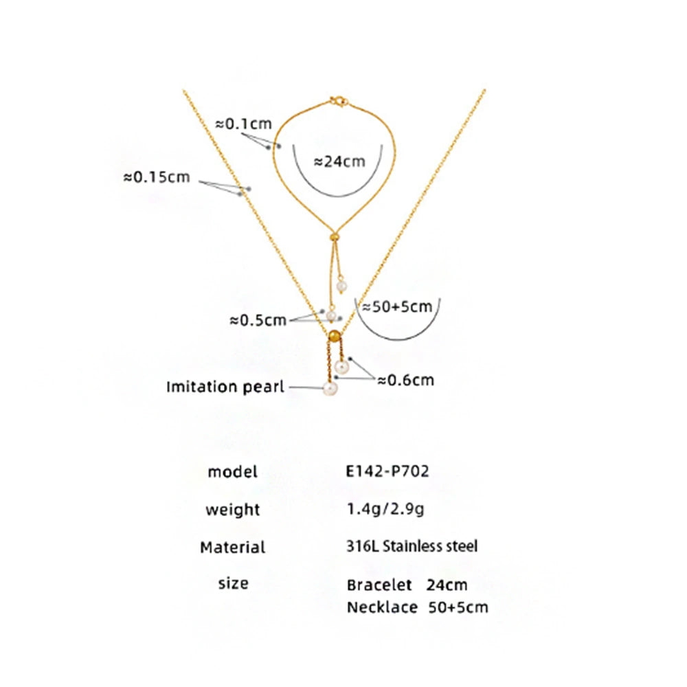 Pearl lariat necklace and slider bracelet size, weight and material guide