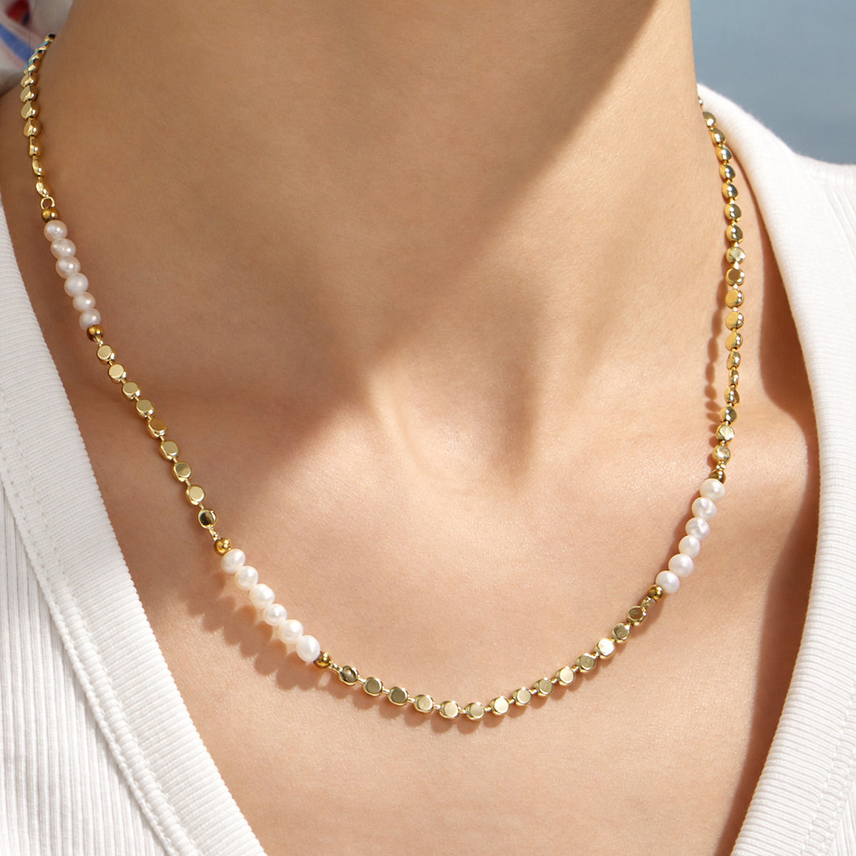 316L Stainless Steel 18K PVD Gold Pearl Necklace Set made with 316L stainless steel and 18K PVD gold finish for wholesale jewelry buyers - image 10