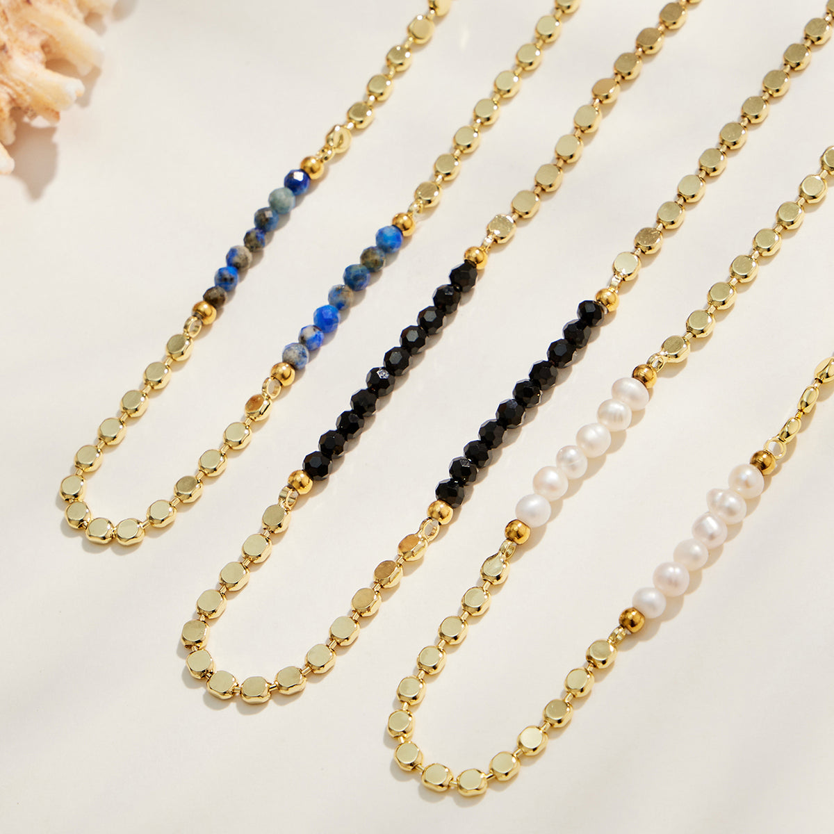 316L Stainless Steel 18K PVD Gold Pearl Necklace Set made with 316L stainless steel and 18K PVD gold finish for wholesale jewelry buyers - image 4