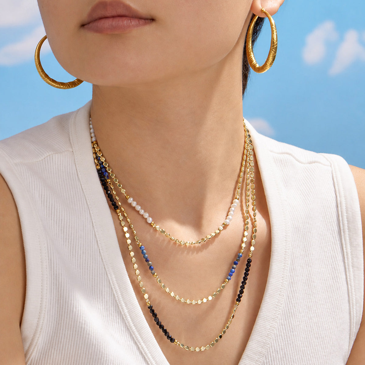 316L Stainless Steel 18K PVD Gold Pearl Necklace Set made with 316L stainless steel and 18K PVD gold finish for wholesale jewelry buyers - image 8