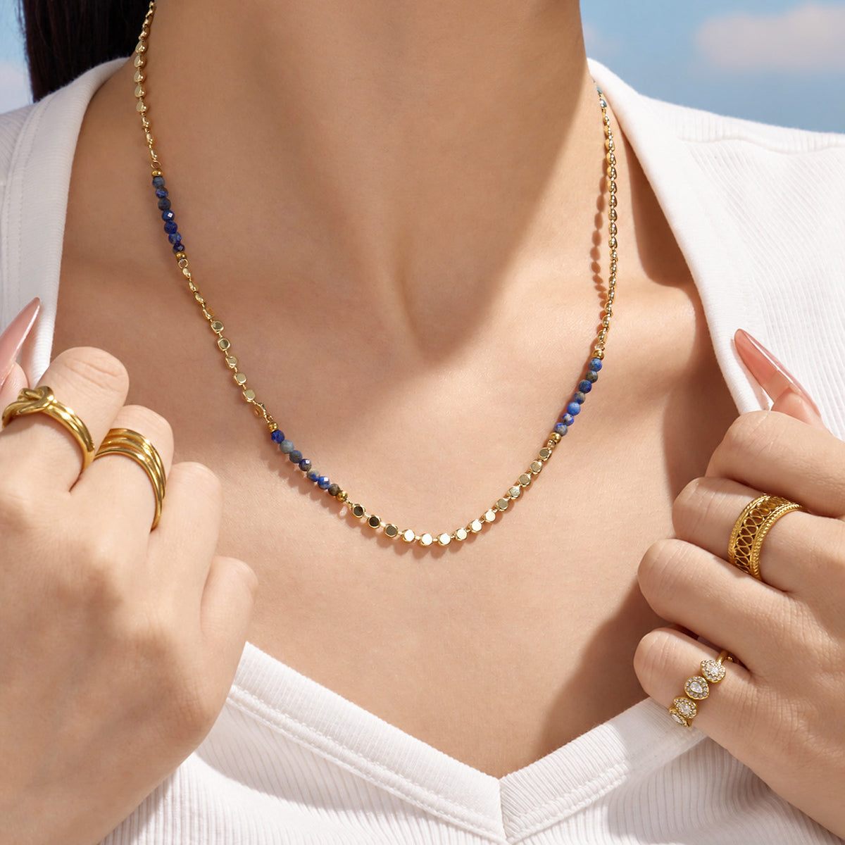 316L Stainless Steel 18K PVD Gold Pearl Necklace Set made with 316L stainless steel and 18K PVD gold finish for wholesale jewelry buyers - image 9