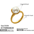 Minimal Faux Pearl Gold Ring / Size 7 (NA175B7)