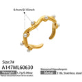 Twisted Faux Pearl Gold Open Ring (Adjustable) / Size 7