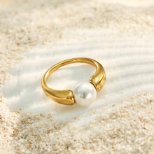 316L Stainless Steel 18K PVD Gold Pearl Ring Set made with 316L stainless steel and 18K PVD gold finish for wholesale jewelry buyers - image 4