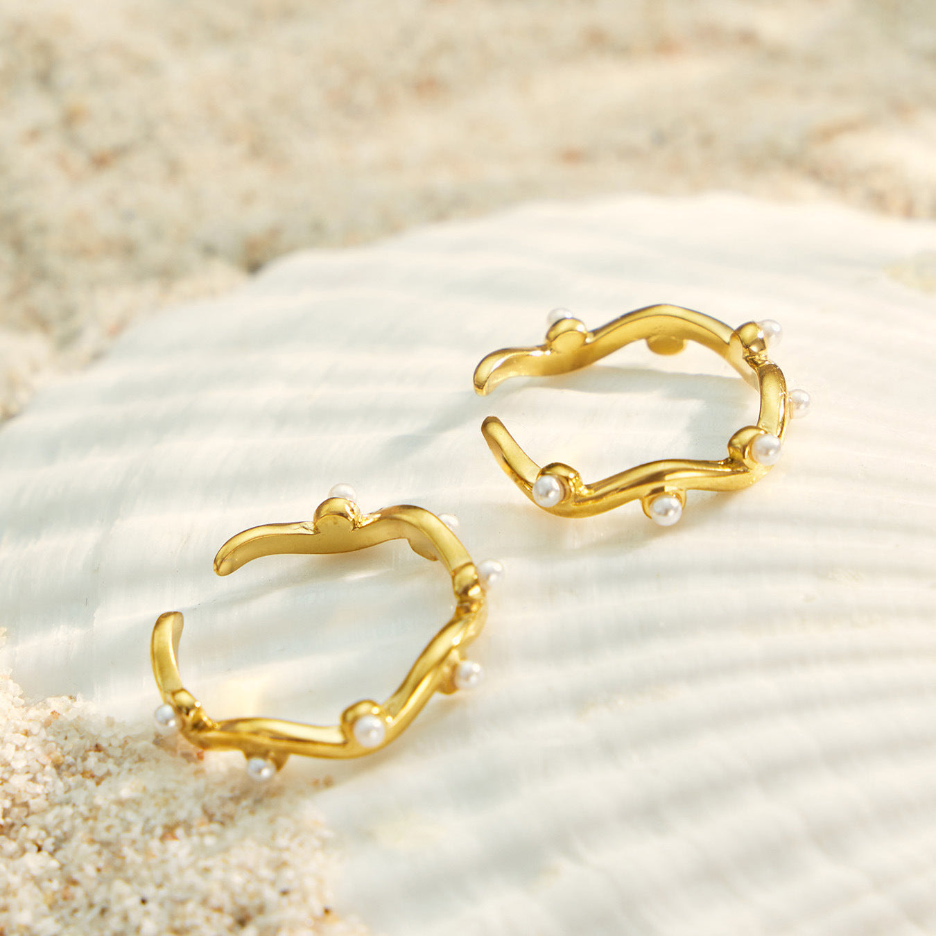 316L Stainless Steel 18K PVD Gold Pearl Ring Set made with 316L stainless steel and 18K PVD gold finish for wholesale jewelry buyers - image 6