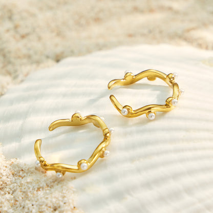 316L Stainless Steel 18K PVD Gold Pearl Ring Set made with 316L stainless steel and 18K PVD gold finish for wholesale jewelry buyers - image 6