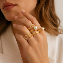 316L Stainless Steel 18K PVD Gold Pearl Ring Set made with 316L stainless steel and 18K PVD gold finish for wholesale jewelry buyers - image 9