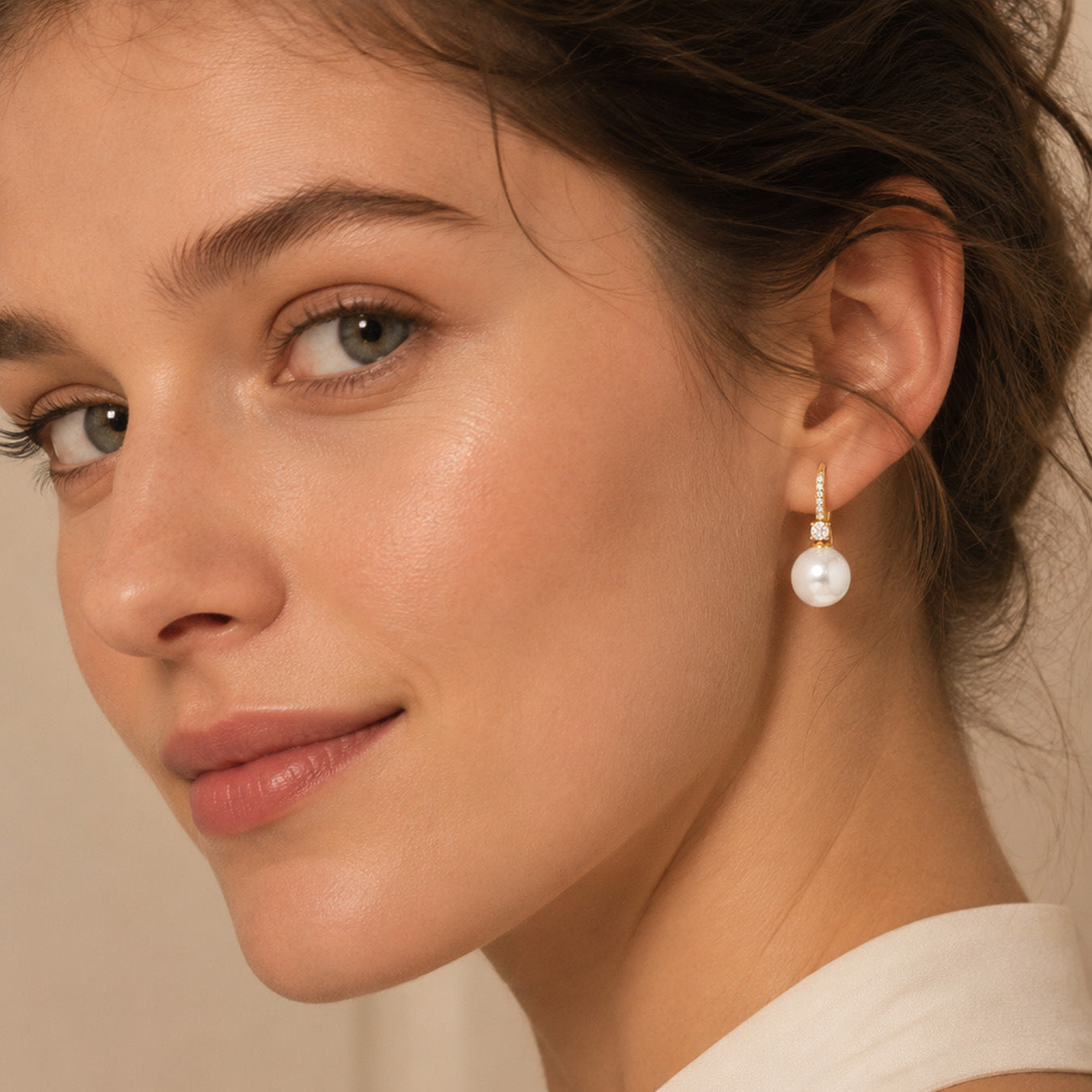 316L Stainless Steel 18K PVD Gold Pearl Zircon Earring made with 316L stainless steel and 18K PVD gold finish for wholesale jewelry buyers - image 3