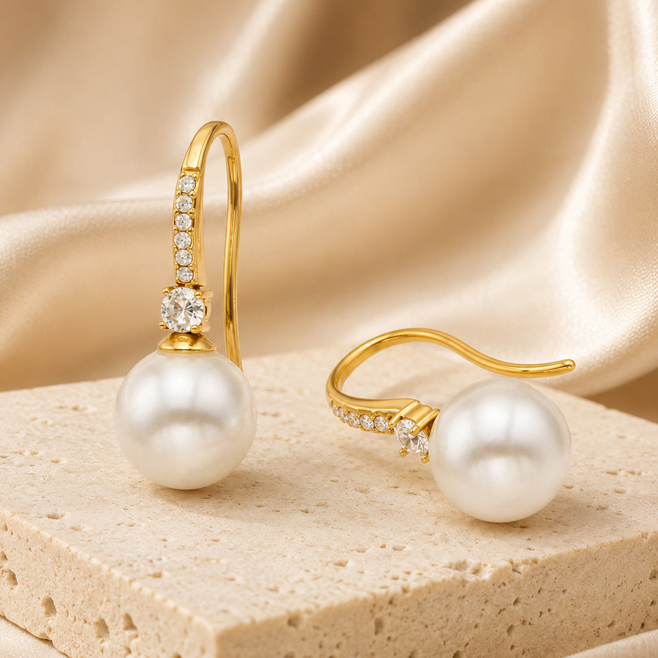 316L Stainless Steel 18K PVD Gold Pearl Zircon Earring made with 316L stainless steel and 18K PVD gold finish for wholesale jewelry buyers - image 6