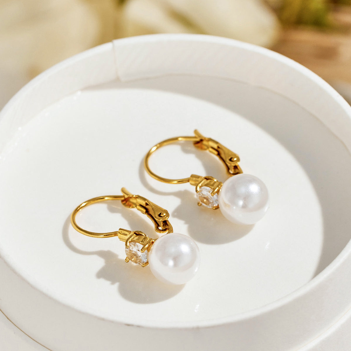 316L Stainless Steel 18K PVD Gold Pearl Zircon Earrings made with 316L stainless steel and 18K PVD gold finish for wholesale jewelry buyers - image 10