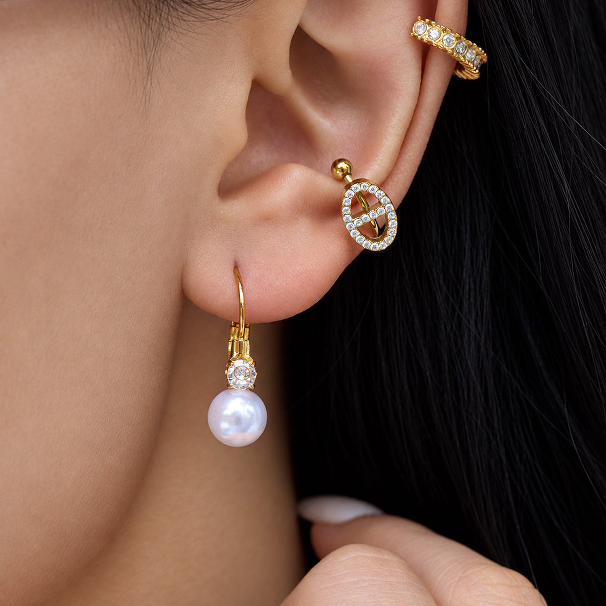 Close-up of 316L stainless steel earrings