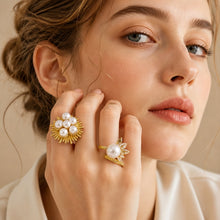 316L Stainless Steel 18K PVD Gold Pearl & Zircon Ring Set made with 316L stainless steel and 18K PVD gold finish for wholesale jewelry buyers - image 10