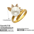 Faux Pearl Zircon Open Ring / Size 6
