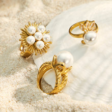 316L Stainless Steel 18K PVD Gold Pearl & Zircon Ring Set made with 316L stainless steel and 18K PVD gold finish for wholesale jewelry buyers - image 4