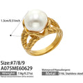 Faux Pearl Statement Ring / Size 7 (NA075B7)