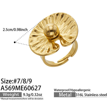 316L Stainless Steel 18K PVD Gold Petal Pearl Ring Set made with 316L stainless steel and 18K PVD gold finish for wholesale jewelry buyers - image 14