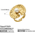 Imitation Pearl Lotus Leaf Open Gold / Size 7