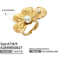 Imitation Pearl Half Flower Open Gold / Size 7