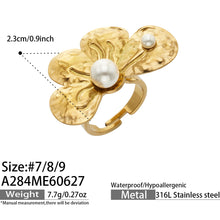 316L Stainless Steel 18K PVD Gold Petal Pearl Ring Set made with 316L stainless steel and 18K PVD gold finish for wholesale jewelry buyers - image 18