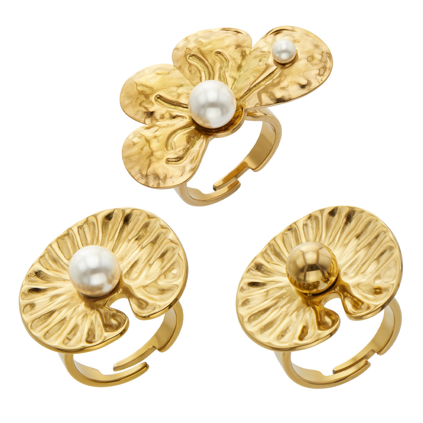 Close-up of the 316L stainless steel pearl ring