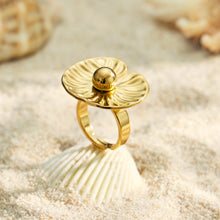 316L Stainless Steel 18K PVD Gold Petal Pearl Ring Set made with 316L stainless steel and 18K PVD gold finish for wholesale jewelry buyers - image 4