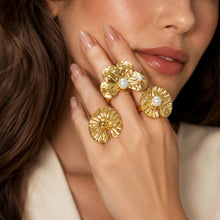 316L Stainless Steel 18K PVD Gold Petal Pearl Ring Set made with 316L stainless steel and 18K PVD gold finish for wholesale jewelry buyers - image 9