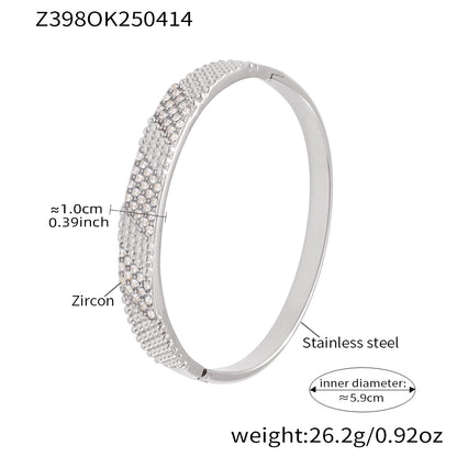 stainless steel 5a white zircon bangle (z398ok250414), inner diameter 5.9cm, weight 26.2g