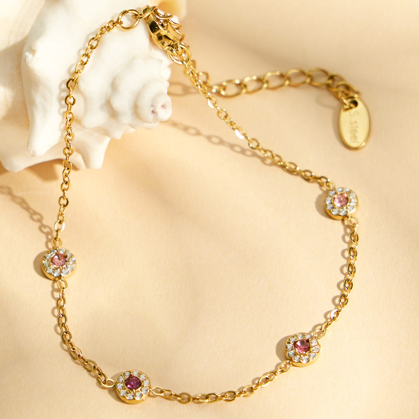 316L Stainless Steel 18K Gold PVD Colorful Zircon Pendant Necklace Set | Waterproof Hypoallergenic Jewelry for Women