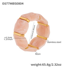 316L Stainless Steel Colorful Resin Wide Elastic Bracelet