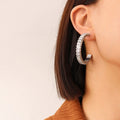 Steel White Zircon Earrings (F569) / Default