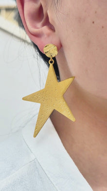 Stainless Steel 18K PVD Statement Star Drop Earrings