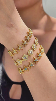 Stainless Steel Starfish Earrings & Bracelet Collection