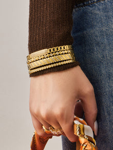 Luxury 18K Gold Plated 316L Stainless Steel Bangle Bracelet with 5A Zircon - Wheat Spike Design