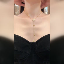 316L stainless steel 18K PVD gold CZ open circle pendant and Y lariat necklace for wholesale buyers