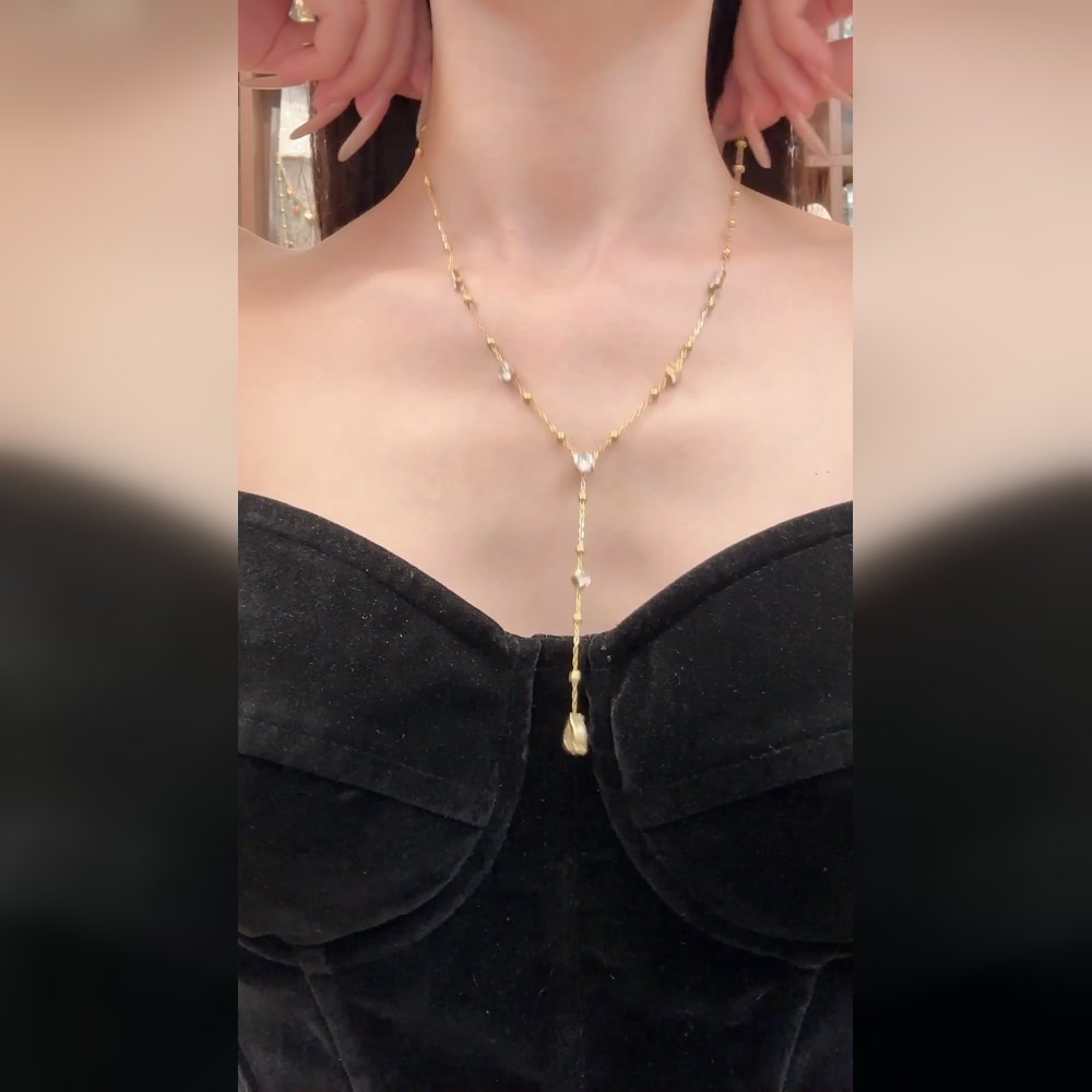 Wholesale stainless steel zircon drop necklace and bracelet collection