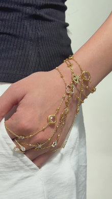 Gold Motif Hand Chain Bracelet with Finger Loop