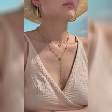 Stainless Steel Cat Moon Pendant & Y Lariat Necklaces