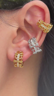 Stainless Steel 18K PVD Gold C Shape Hollow Zircon Ear Clip