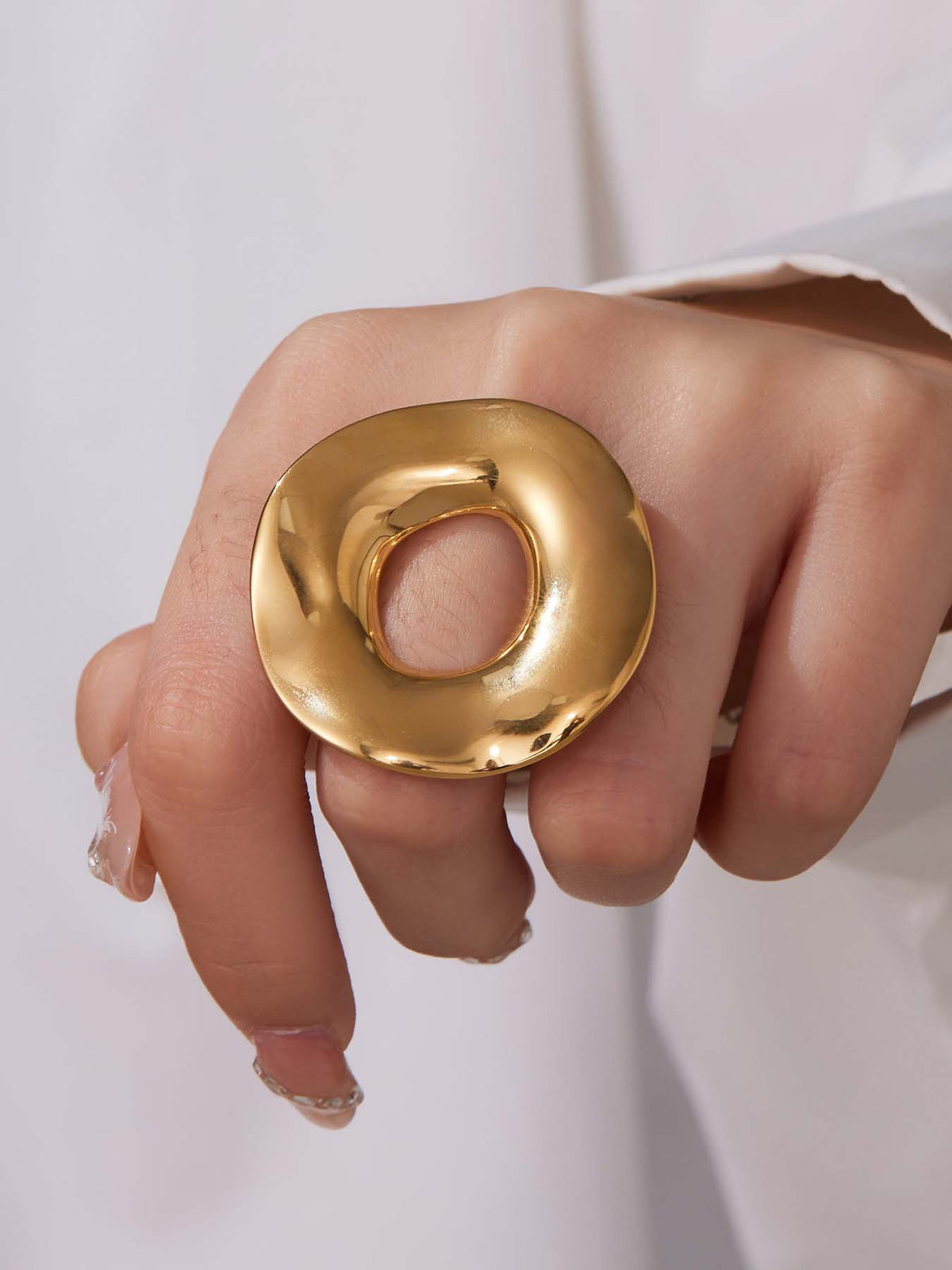 316L Stainless Steel Chic Irregular Hollow Open Ring