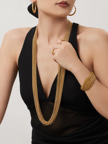 316L Stainless Steel Statement Layered Geometric Two-Tone Bracelet & Necklace Collection