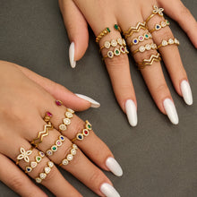 316L Stainless Steel 18K Gold PVD Zircon & Glass Stone Rings